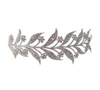 POPETPOP Elegant Silver Alloy Wedding Hair Accessories Rhinestone Headband with Delicate Leaves Shape Eye-catching Design for Photography and Cosplay
