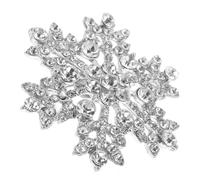 POPETPOP Elegant Silver Crystal Brooch Snowflake Pin with Rhinestone Embellishment, Party Essential Zinc Alloy Brooch for Bags and Dresses, Festive Holiday Decoration for Xmas and Winter