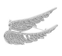 POPETPOP Elegant Wings Brooch Pin for Clothes Decor, Silver Zinc Alloy with Wear-resistant and Antislip Design, Costume Wings Accessory for Jackets and Suits