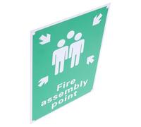 POPETPOP Emergency Assembly Point Sign Waterproof Vinyl Fire Warning Sign Outdoor Fire Muster Station Notice Aluminum Plate for Workplace Safety