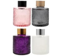 POPETPOP Empty Diffuser Bottles for Convenient Filling with Wide Mouth Glass Dry Flower Bottle Set 4pcs Elegant Aroma Container Random Color Suitable for Bedroom and Kitchen Use