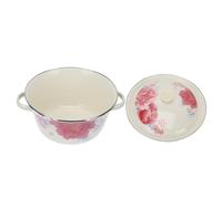 POPETPOP Enamel Storage Basin with Lid and Double Handles, Easy to Clean and Maintain, Vintage Kitchen Storage Box Suitable for Housewarming or Store Something