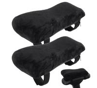 POPETPOP Ergonomic Memory Foam Chair Armrest Pads for Office Chairs, Thickened Black Curved Arm Rest Cushion Pair 25x8x6/3cm, Computer Desk Elbow Support Protection
