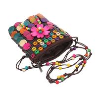 POPETPOP Ethnic Style Coconut Shell Beaded Crossbody Bag Lightweight Shoulder Purse for Women Suitable for Travel and Beach Use