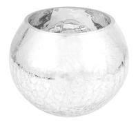 POPETPOP European Silver Electroplated Glass Vase 18cm round Ball Shape Decorative Flower Arranging Pot for Home and Desktop Decoration