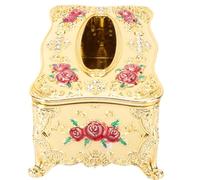 POPETPOP European Style Tissue Holder with Elegant Rose Pattern and Gold Trim, Suitable for Bathroom and Cafe Settings