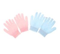 POPETPOP Exfoliating Bath Gloves Set 2 Pairs Thickened Dual-sided Body Scrubber Spa Shower Mitts for Adults, Blue and Pink, Skin-friendly Bathing Accessories for Deep Cleansing
