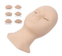 POPETPOP Eyelash Training Head Mannequin Head Silicone Beige for Eyelash Practice, Beginners, Practice Facial Massage Techniques and Face Painting