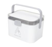POPETPOP Family Medicine Kit Storage Box Small Gray Multi-Layer Medicine Organizer Case Portable First Aid Box with Secure Lock for Home Medication Storage