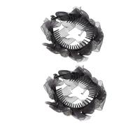 POPETPOP Fashionable Flower Hair Clips for Women with Soft and Comfortable Cloth Material and Secure Grip, for Daily Life and Parties, Stylish Black Alligator Hair Bun Clip