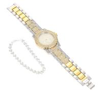 POPETPOP Fashionable Women Watches Set with Precise Movement and Accurate Time Reading, Glass and Alloy Sparkling Bangle Wristwatch with Rhinestone Bracelet, for Valentine or Christmas