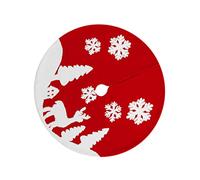 POPETPOP Faux Cotton Christmas Tree Skirt with Reindeer Pattern Lightweight Decorative Base Cover for Indoor Outdoor Xmas Holiday Party Easy Installation Under Tree Mat