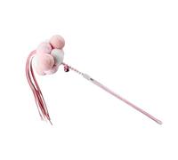 POPETPOP Feather Teaser Cat with Pom Pom Ball Bell Tassels Cat Feather Feather Head Interactive cher Teaser for Kitten Fun Exerciser (Pink)