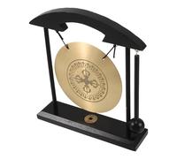 POPETPOP Feng Shui Small Brass Gong with Vajra Alloy Wind Chime Desktop Decoration for Home Office Meditation Art Ornament