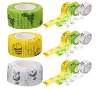 POPETPOP Finger Protection Set 12Pcs Elastic Breathable Self-Sticking Tape Non-Woven Fabric, Patterned Dinosaur and Panda Designs for Sports Hand Protection