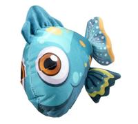 POPETPOP Fish Shape Dog Squeaky Plush Bite Resistant Chew for Puppies Interactive Blue Goldfish Sound for Small to Medium Dogs