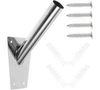 POPETPOP Flag Pole Bracket Base Stainless Steel Wall Mount Single Hole Outdoor Flagpole Holder Adjustable Garden Flag Mounting Hardware for Patio and Lawn