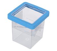 POPETPOP Floating Fish Nursery Isolation Box with 3 Suction Cups Blue Acrylic Aquarium Breeding Pot for Small Fish Betta Shrimp and Adaptation Container