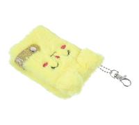 POPETPOP Fluffy Mini Diary with Plush Cover Portable Cartoon Journal Keychain for Notes and Sketches, Small Blank Notebook for School and Travel