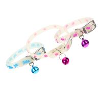 POPETPOP Fluorescent Cat Collar Set 3Pcs with Bell, Adjustable Anti-Lost Silicone Collars Featuring Fishbone and Pawprint Designs for Night Walks Random Color