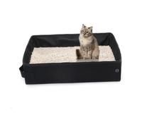 POPETPOP Foldable Cat Litter Box Comfortable Cat Toilet Durable Pet Supplies for Easy Cleaning Black S