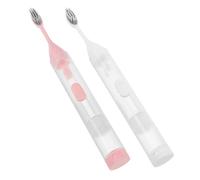 POPETPOP Folding Travel Toothbrush Built-in Toothpaste Container Portable Plastic Toothbrush 2pcs with Soft Bristles and Protective Case for Daily Use and Hiking