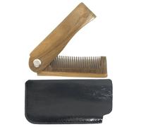 POPETPOP Folding Wooden Beard Comb with Black Leather Case Portable Pocket Mustache Comb for Men’S Beard Grooming and Travel for Everyday Use