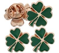 POPETPOP Four Leaf Shamrock for Women Resistant to Fading Alloy Material 4pcs Vintage Green Enamel Brooch Pins Stylish Accessories for St Patricks Day and Occasions