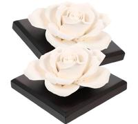 POPETPOP Fragrance Diffuser 2pcs Portable Ceramic Rose Shaped Essential Oil Diffusers with Wood Base Unique Air Freshener for Office and Home Decoration for Woman and Mom