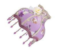 POPETPOP French Style Purple Lilac Cloth Replacement Lamp Shade for Desk Lamp, Princess Lace Drum Lampshade Cover, Romantic Fabric Indoor Light Shade for Living Room and Bedroom