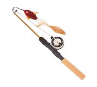 POPETPOP Funny Cat Stick Teaser Toy Rod Feather Cat Toy Fish Doll Pendant for Pet Playtime Random Color