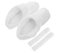 POPETPOP Furry Winter Shoe Liners with Removable Soft Plush Insert Thick Warm Cotton Shoe Covers for Men’s Size 42-43 White Crocsocks Foot Warmers