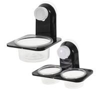 POPETPOP Gecko Feeder Ledge and Reptile Feeding Cups, 2 Sets Plastic Feeding Bowls with Rounded Edges for Tree-Dwelling Lizards and Snakes