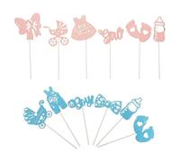 POPETPOP Gender Reveal Photo Booth Props Shower Cake Toppers Paper Material Creative Design Assorted Color Easy to Use Versatile Use for Shower Party Decorations