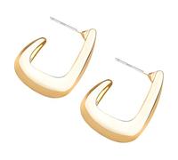 POPETPOP Geometric C-shaped Earrings with Square Design 1 Pair Golden Alloy Ear Studs Elegant and Fashionable Style to Highlight Your Ears, for Holiday or Birthday Gifts for Women