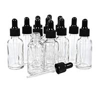 POPETPOP Glass Dropper Bottles with Silicone Pipette for Essential Oils 30ml 12pcs Refillable Storage Bottles Hard-wearing and Convenient to See Remaining Liquid, for Travel Accessories
