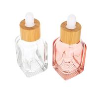 POPETPOP Glass Essential Oil Dropper Bottles 2pcs 10ml and 30ml Capacity with Bamboo Caps Lightweight and Refillable Cosmetic Dispensing Bottles for Daily Use and Travel