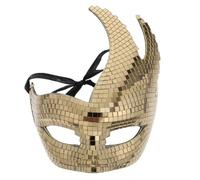 POPETPOP Golden Cat Face Disco Mask Half Face Masquerade Mirror Metallic Glitter Party Mask for Women Men Carnival Halloween Costume Prom Ball