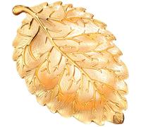 POPETPOP Golden Leaf Texture Snack Plate with Zinc Alloy Material, Smooth Sanding Finish, Stylish Simple Design, for Holding Nuts and Baked Goods, for Home Decorations and Kitchen Use