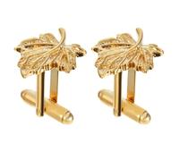 POPETPOP Golden Maple Leaf Cufflinks for Shirt, 1 Pair Copper Alloy Fashion Accessories with Smooth Workmanship and Easy to Wear Design, for Birthday and Formal Events