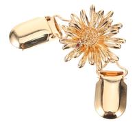 POPETPOP Golden Metal Sweater Clip for Fixing Shirts and Suits with Beautiful Flower Design, Lightweight Cardigan Brooch for Women Knit Sweaters and Shawls