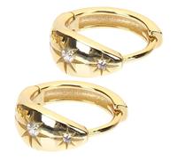 POPETPOP Golden Rhinestones Octagram Hoop Earrings for Women, Small Minimalist Eight-pointed Star Studs, Wedding Jewelry Accessory, 1 Pair