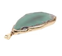 POPETPOP Green Agate Slice Pendants DIY Craft Charms for Jewelry Making, Gold-edged Wind Chime Agate Pieces for Necklace and Ornament Accessories