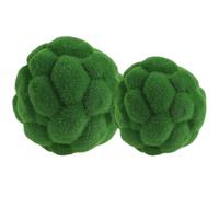 POPETPOP Green Artificial Topiary Balls 2Pcs Faux Moss Spheres for Indoor Planters and Outdoor Garden