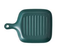 POPETPOP Green Ceramic Bread Baking Tray with Single Handle, Dirt-Resistant and Quality-Assurance Kitchen Bakeware for Oven Use, Simple and Generous Style for Home Baking