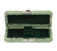 POPETPOP Green Silk Oboe Reed Case Holder for 3 Reeds with Wooden Structure Ventilation Holes and Base Channel Easy to Store for Music Instrument Accessories