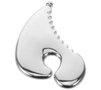 POPETPOP Gua Sha Smooth Surfaces and Rounded Teeth Edges Silver Aluminum Alloy Facial Massage Tool with Ergonomic Form for Back and Face Muscle Relief and Acupressure, for Skin Care
