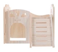 POPETPOP Guinea Pig Hideout Small Hamster Wooden House Relief for Small Animals Climbing Exercise Natural Wood Material Simple Style Beige House Pet Supply Habitat Décor for Guinea Pigs