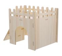POPETPOP Guinea Pig Wooden Hideout House with Ladder Small Animal Cage Accessory Hamster and Squirrel Natural Habitat Hideaway for Small Pets