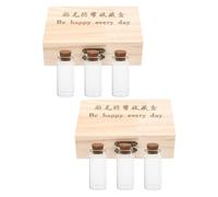 POPETPOP Hair and Tooth Keepsake Box with 3-Bottle Slots, Wooden Umbilical Cord Preservation Case for Newborn Fetal Hair and First Haircut Curl Storage